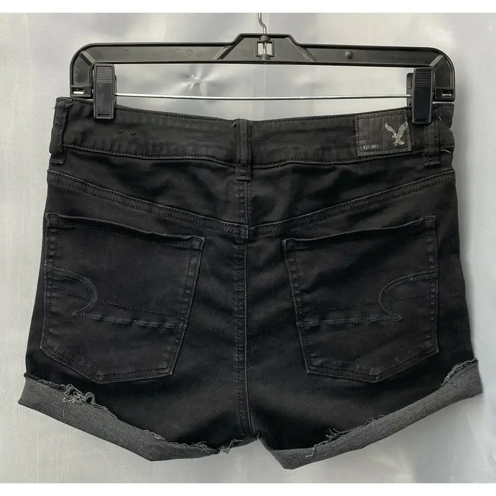 American Eagle Shorts 8 Hi-Rise Shortie Super Super Stretch Black Denim